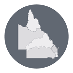 Deliver for regional Queensland. Icon of Queensland map with 5 regions.