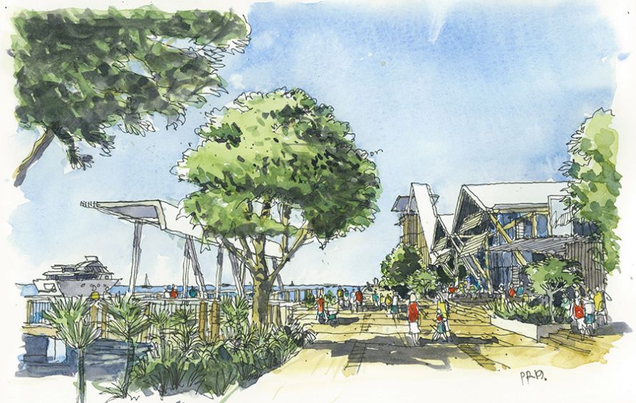 Hand-drawn image of 'The Spit Master Plan' development